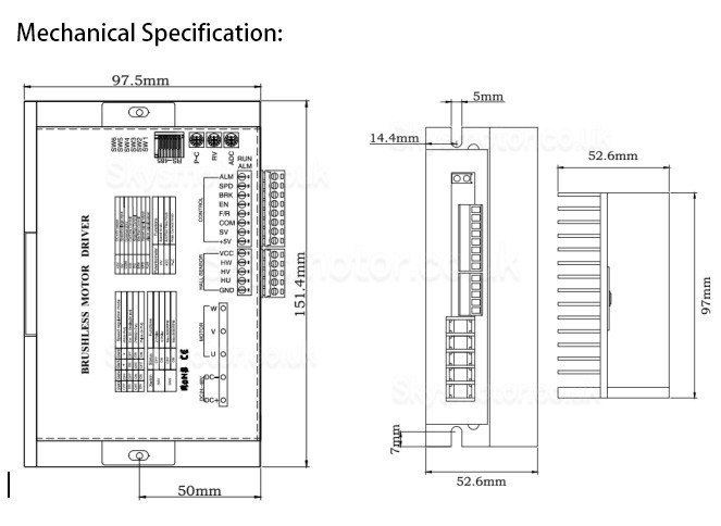 24-48V 850W Brushless DC Motor Driver Controller OUKEDA30BL 30A for Φ60mm/80mm/86mm BLDC Motor